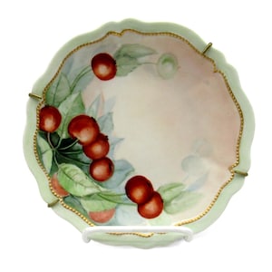 O.& E.G. ROYAL AUSTRIA Porcelain PLATE Cherry Design Scalloped Edge 7 inches