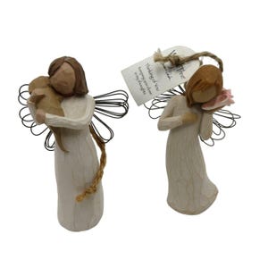 Willow Tree Friendship Plaque and Angel Figurines By Susan Lordi Demdaco