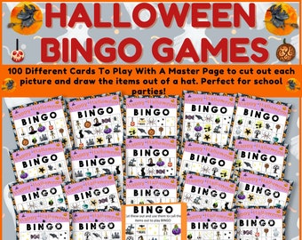Halloween Bingo Games | Witches & Ghosts | Party Games | School Activity | Kids or Adults | Halloween Party | Printable | Spooky | FUN |