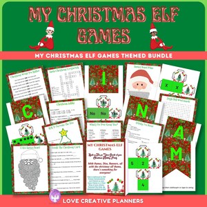 以下が含まれることがあります： クリスマスエルフゲームをテーマにした印刷可能なバンドルで、ゲーム、サイコロ、バナーなどが含まれています。バンドルには、「クリスマスどちらかといえば」、「サンタクリスマスクロスワード」、「あなたのクリスマスツリーには何があるの？」、「クリスマスキャロルを完成させる」、「サンタのひげを塗る」などのゲームが含まれています。