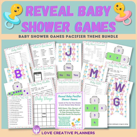 14 Printable Pacifier Baby Shower Games Plus Printable - Etsy