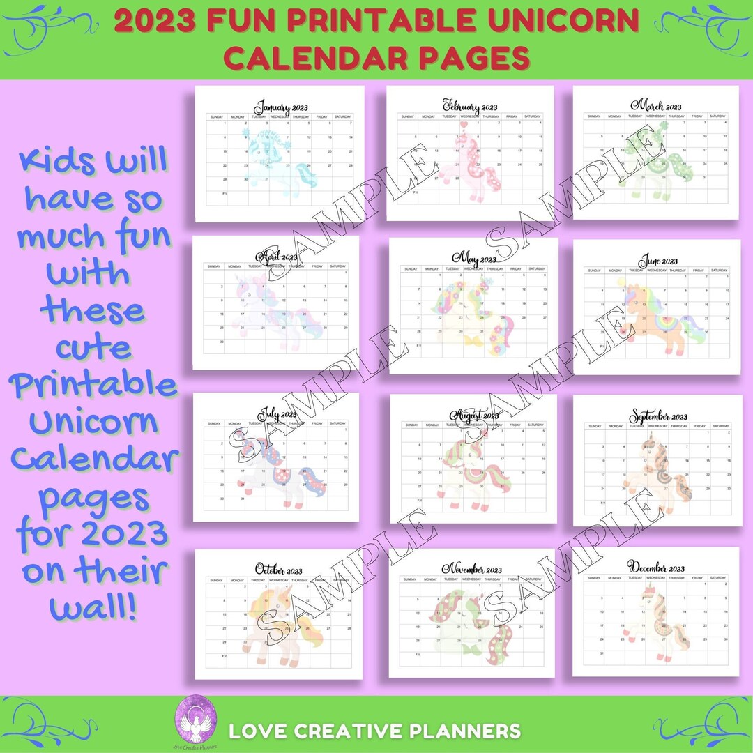 2023-fun-printable-unicorn-calendar-pages-landscape-1-unicorn-for-each