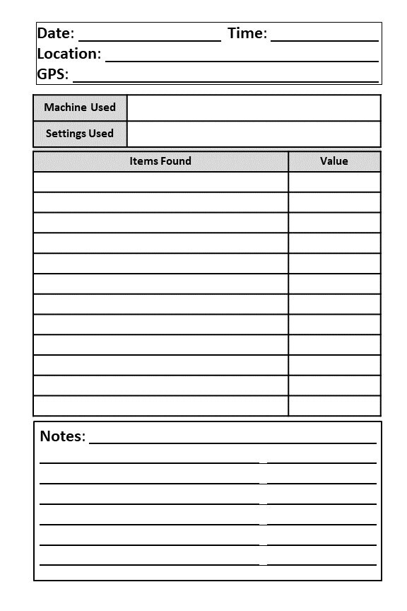 My Metal Detector Logbookdigitaldownloadprintable6x9 Page