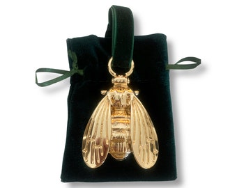 Adorno navideño de abeja dorada, decoración navideña de lujo