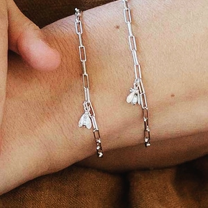Sterling Silver Bee Bracelet: 14k Gold Vermeil Chain Link Bracelet