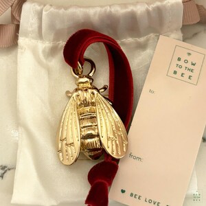 Gold Bee Ornament, Luxury Christmas Decor, Bow to the Bee