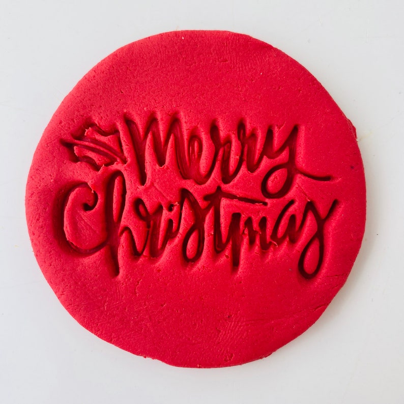 Merry Christmas Fondant Icing Embosser Stamp for Cookies Etsy