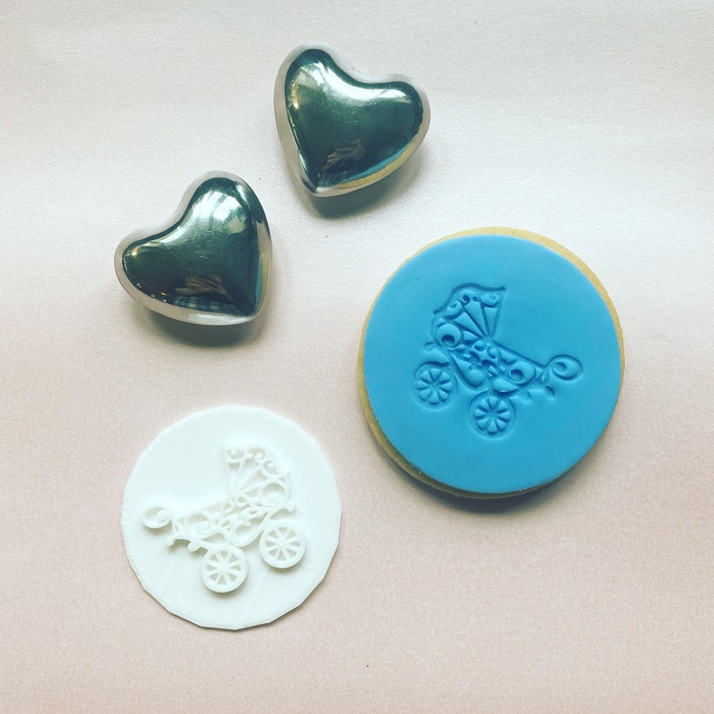 Biscuits /& Cakes for Baby Shower Baby Pram Fondant Icing Embosser Stamp for Cookies