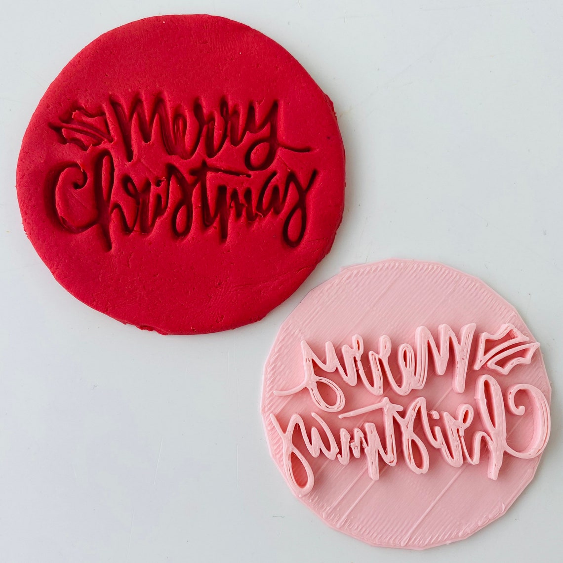 Merry Christmas Fondant Icing Embosser Stamp for Cookies Etsy