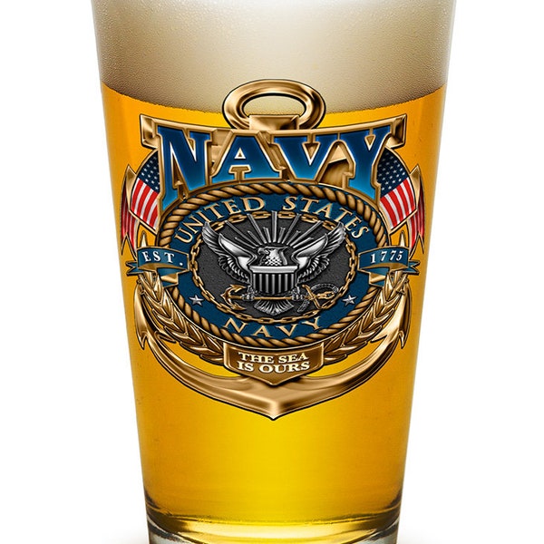 US Navy the sea is ours 16oz Pint Glass Glass Set