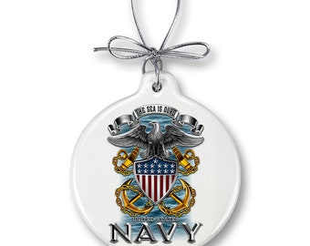 US Navy Full Print Eagle Christmas Tree Ornaments