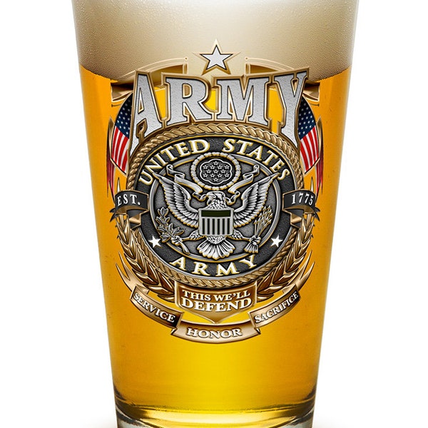 Army Gold Shield 16oz Pint Glass Glass Set