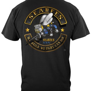 US Navy Seabees Biker TShirt Military Motorcycle Club Tee Seabees Can Do Shirt Navy Veteran Gift USN Construction Battalion Apparel