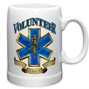 Volunteer EMS EMT Stoneware White Coffee Mug Gift Set