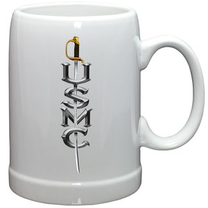 Marine Corps USMC Sword Stoneware White Coffee Mug Gift Set