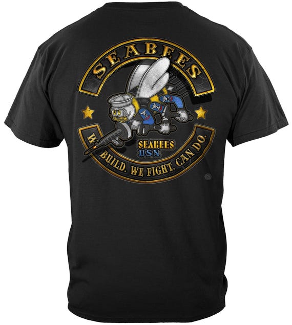 Navy Seabees Biker T-Shirt: Military Motorcycle Club Tee
