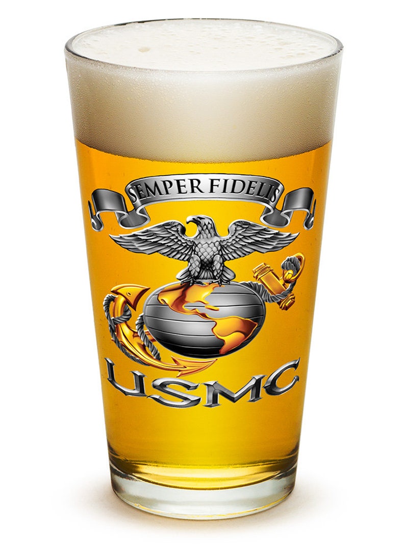USMC Marine Corps Semper Fidelis 16oz Pint Glass Glass Set - Etsy