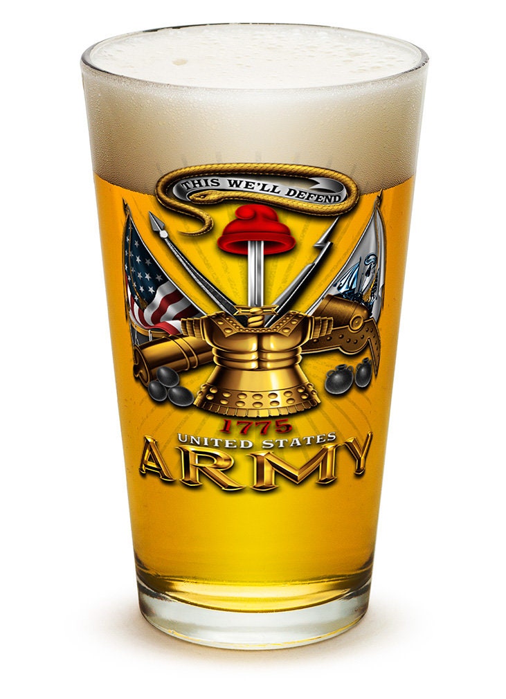 US Army 1st Cav Div 16oz etched Beer Glass set of 4 