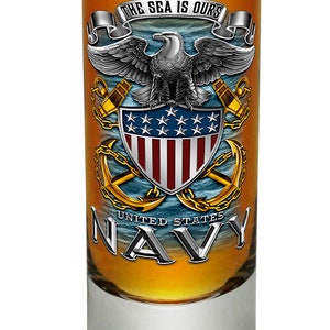 US Navy Full Print Eagle 2oz Shooter Shot Glass Glass Set