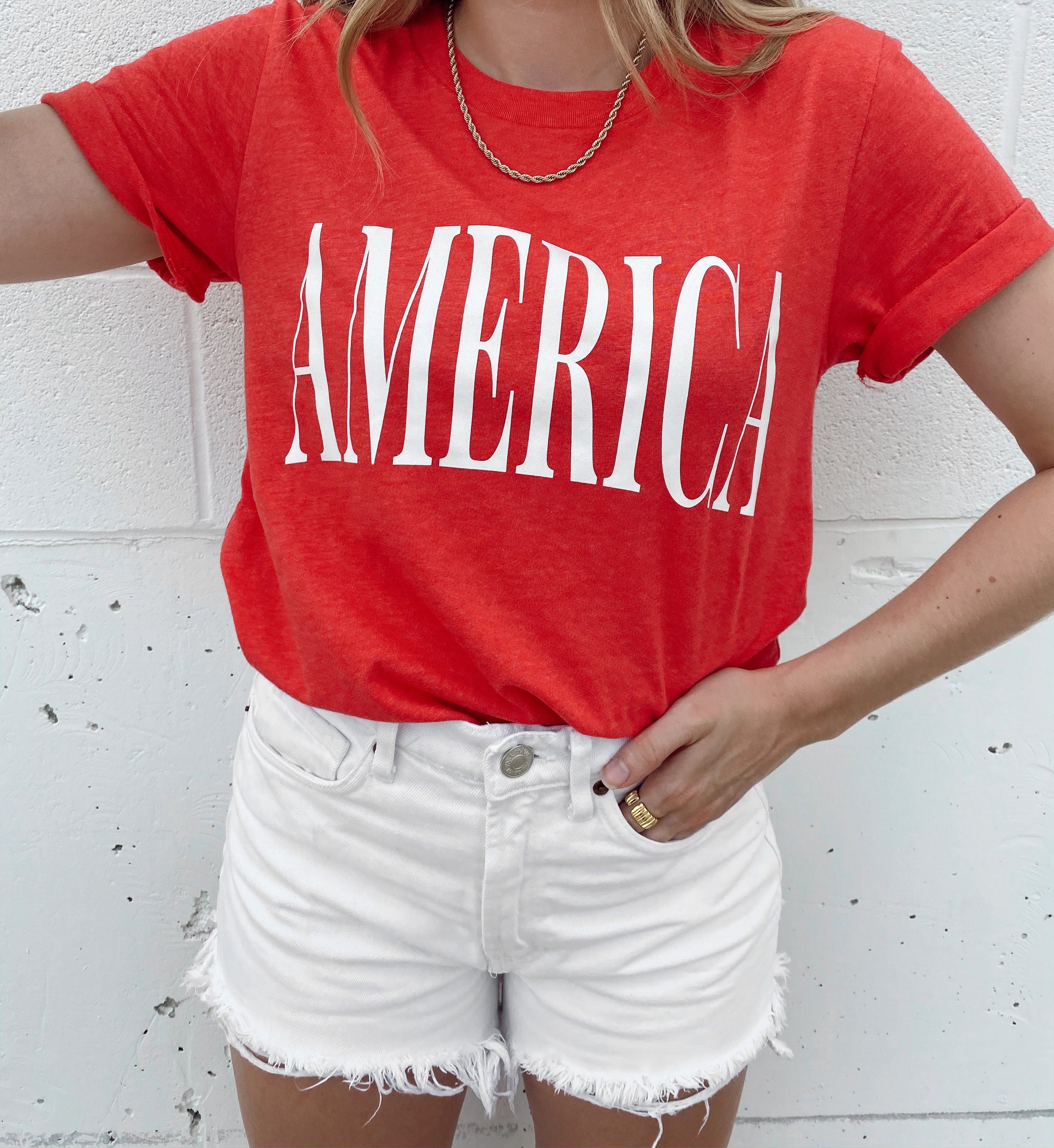 America T-shirt / Red White / Fourth of July | Etsy