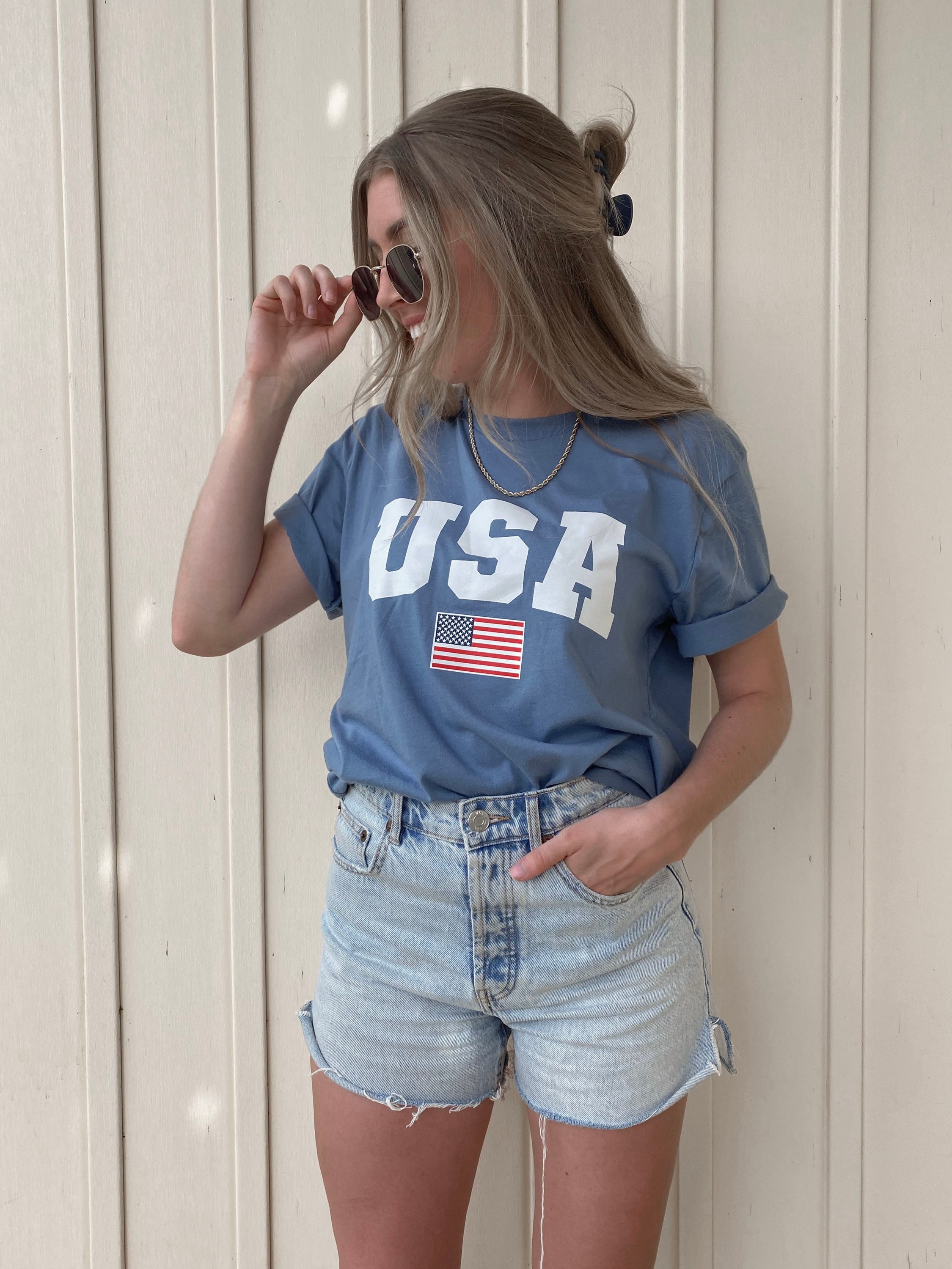 USA T-Shirt / Light Blue / Fourth of July