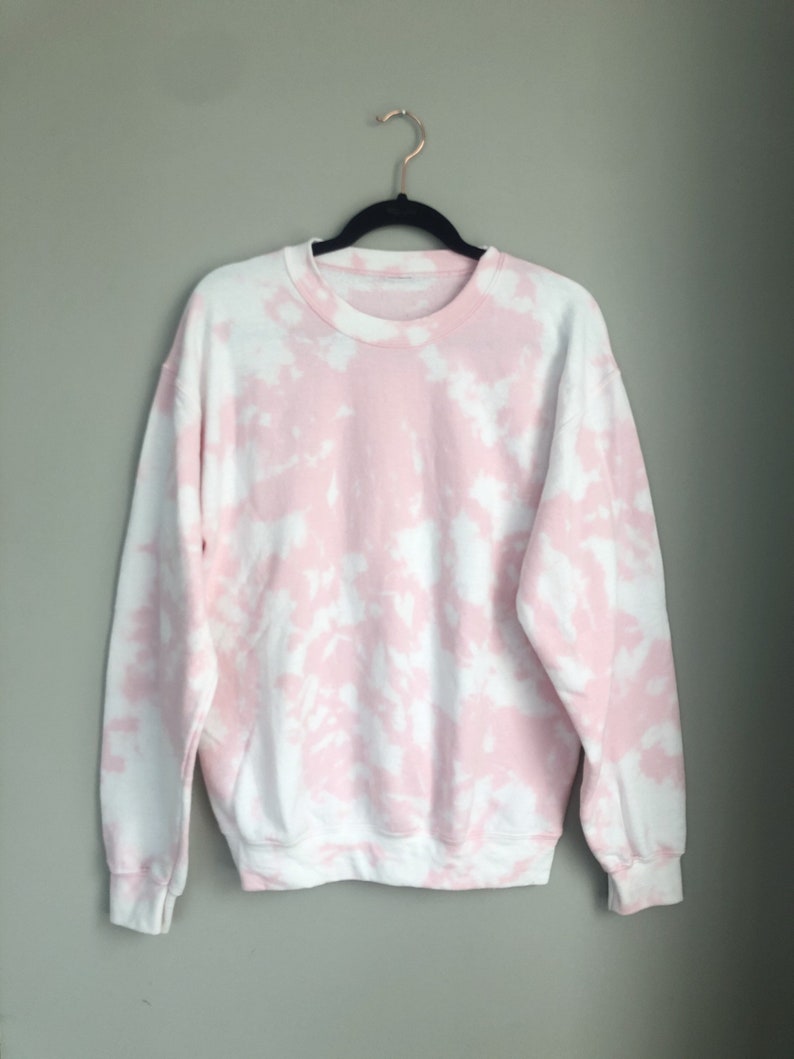 Pink Tie Dye Bleached Crewneck Sweatshirt | Etsy
