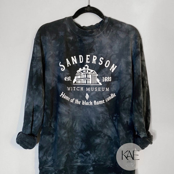 Halloween Sweatshirt / Sanderson Sisters Witch Museum / Hocus Pocus / Bleached Tie Dye