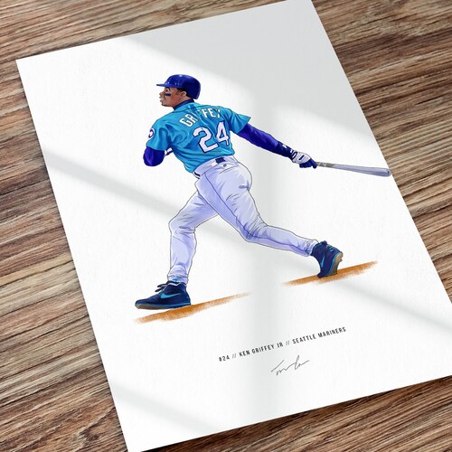 Ken Griffey Jr Poster Seattle Mariners Wall Art Printable Etsy