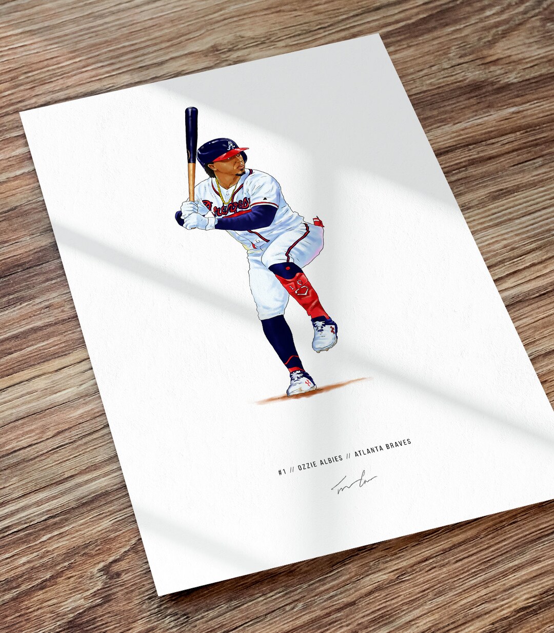 Ozzie Albies Atlanta Braves Baseball Illustrated Poster - Etsy México