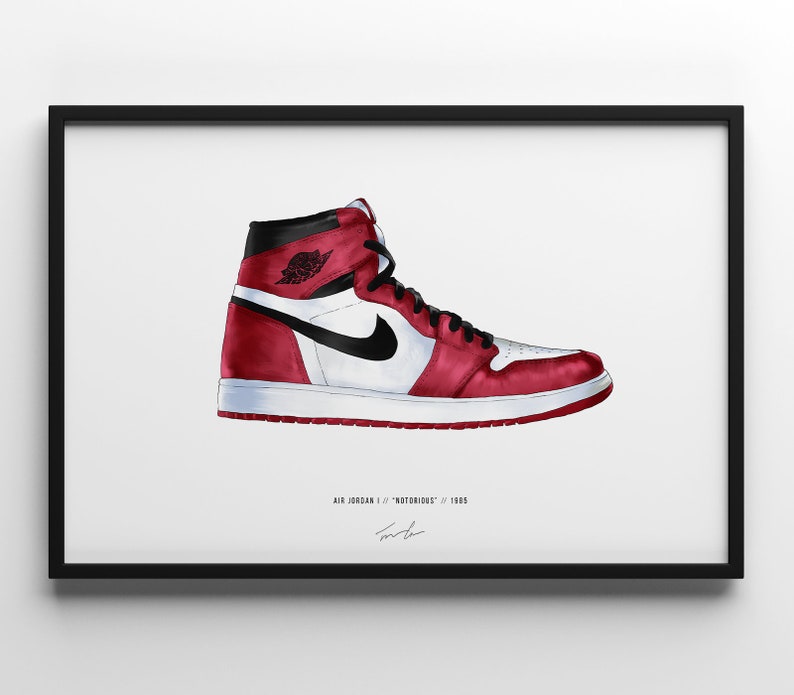 Air Jordan 1 Print Poster Illustrated Art Chicago Bulls Shoes - Etsy Hong  Kong