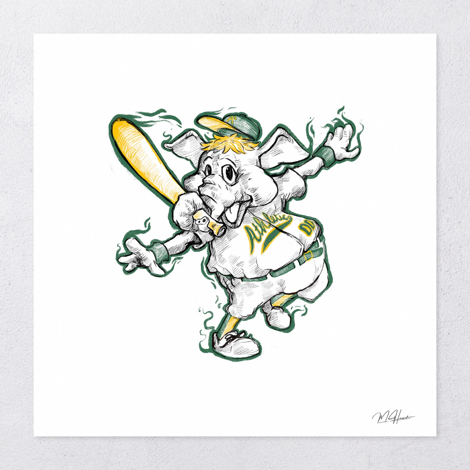 Stomper Oakland A's Athletics Mascot Baseball Illustrated Etsy