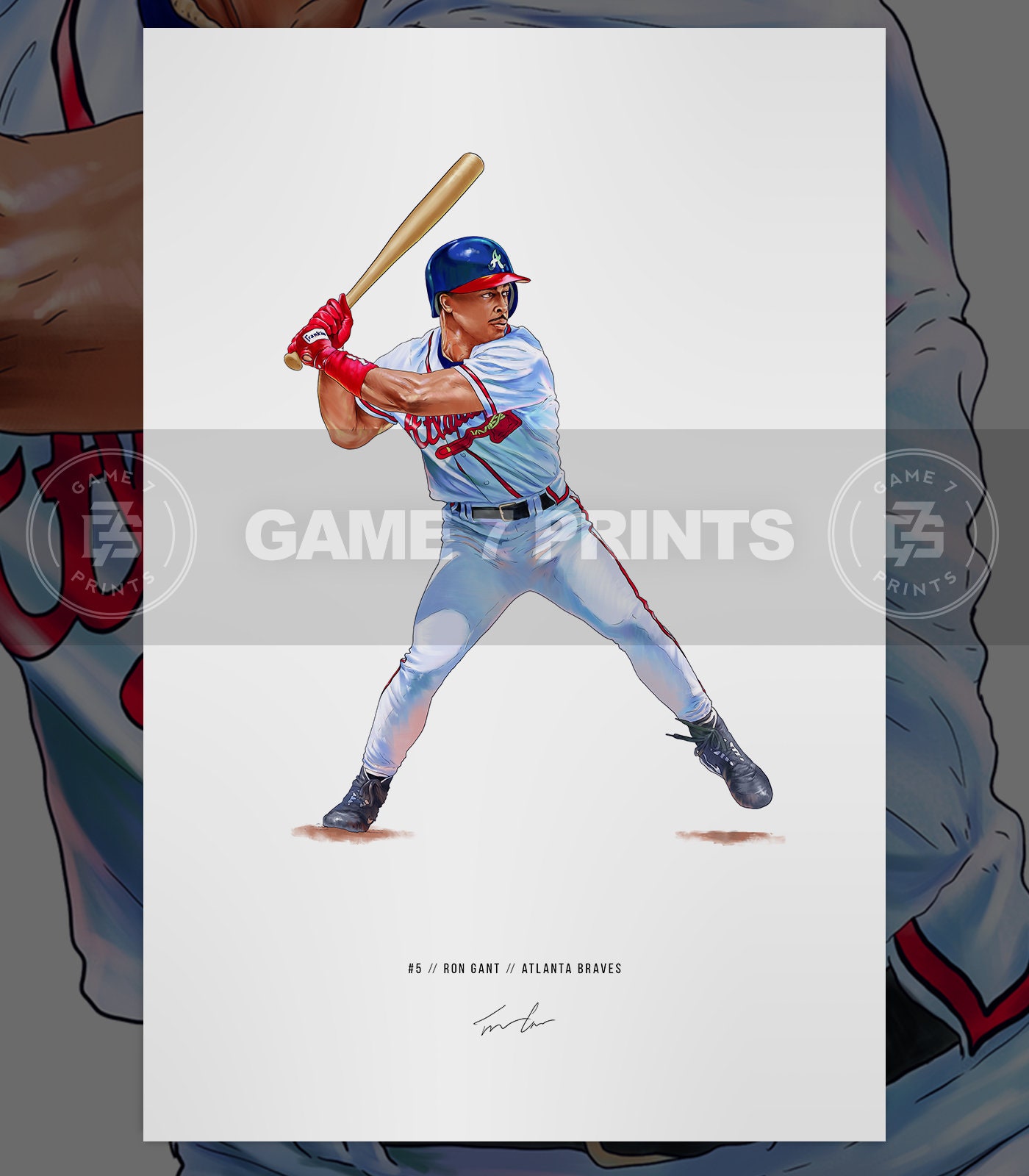 Ron Gant Atlanta Braves Baseball Illustrated Print Poster Art - Etsy Denmark
