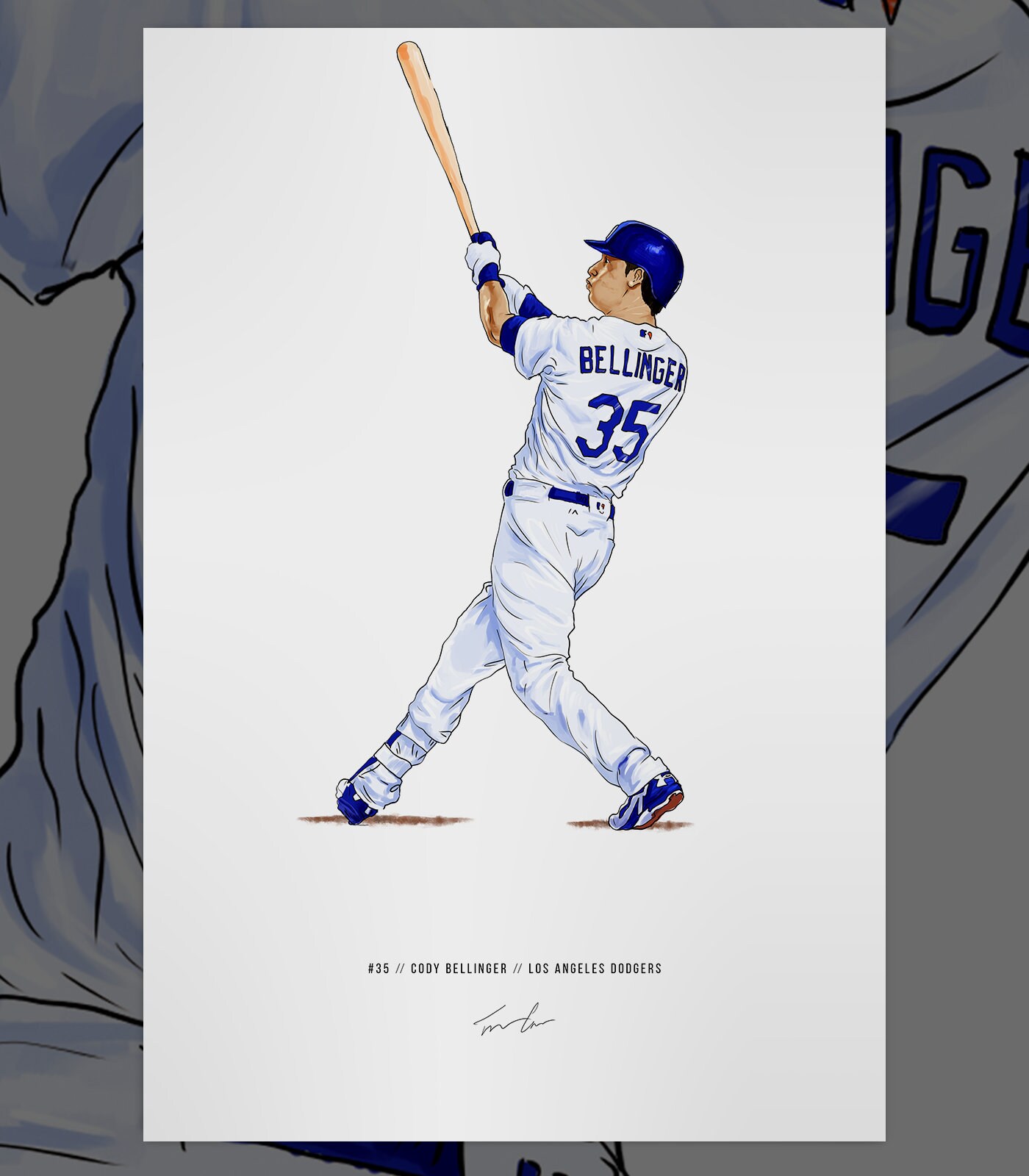 Cody Bellinger Los Angeles Dodgers Baseball Print Poster Art Etsy