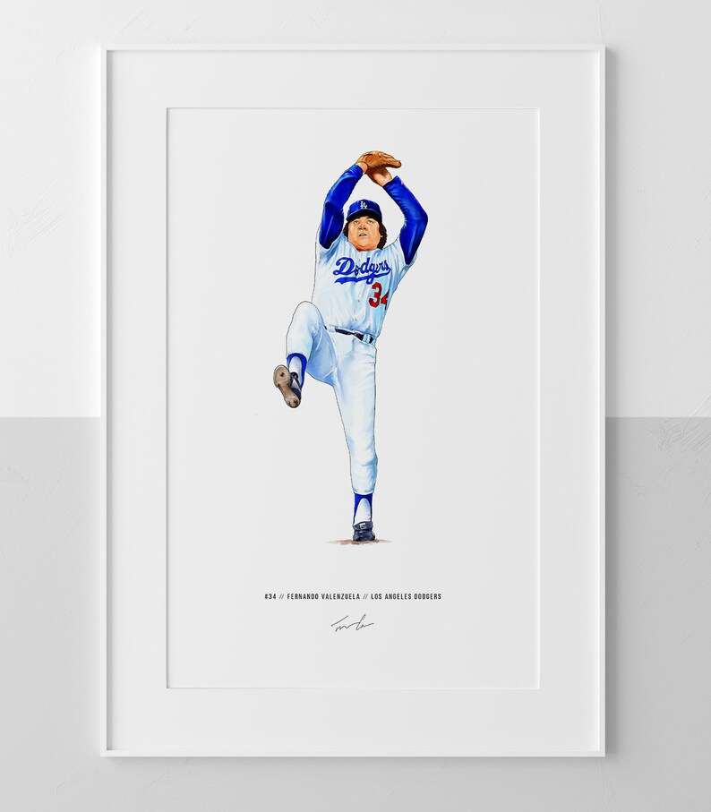 Fernando Valenzuela Los Angeles Dodgers Baseball Illustrated | Etsy