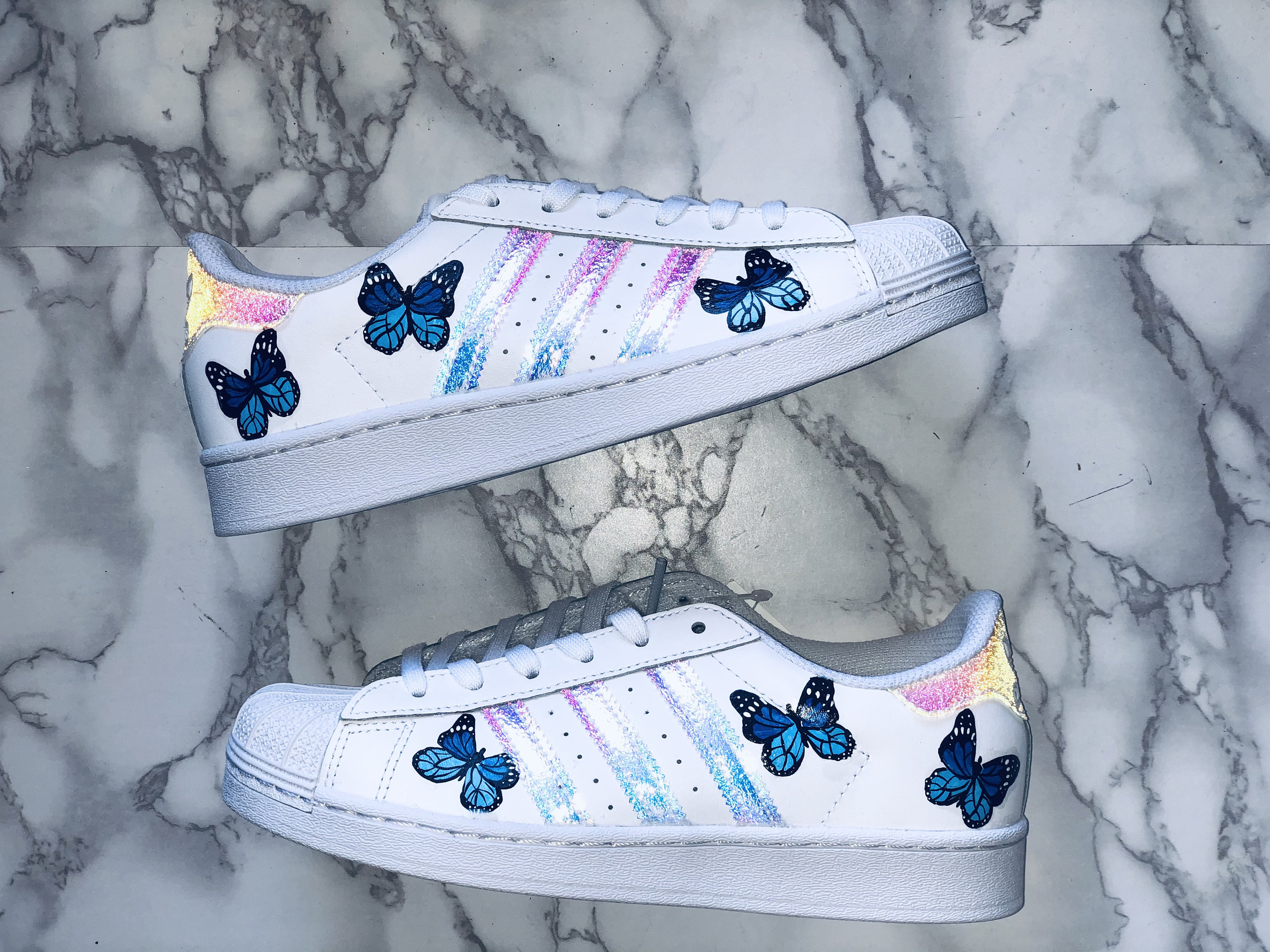 ex Mojado Cuaderno Butterfly Painted Iridescent Adidas Superstar - Etsy