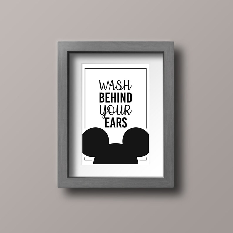 Wash Behind the Ears Mickey Print Home Decor Disney Digital Print