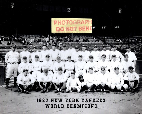 8x10 photo 1927 New York Yankees team photo with Babe Ruth & Lou Gehrig