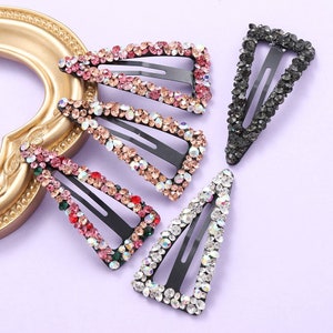Triangle Crystal bling stylish snap hair clip Swarovski hair accessories rhinestone hair clip barrettes with rhinestone sparkly clips