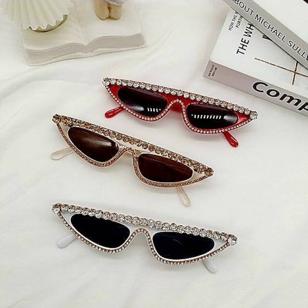 Diamond Cat eyed sunglasses for women Trendy sunglasses Retro triangle cat eye sunglasses bling fashionable glasses boujee sunglasses