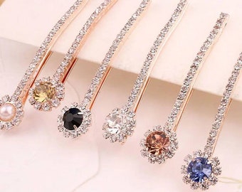 Bling Crystal Rhinestone Hair Slide, Hairpin for women Gem hairpin, teardrop rhinestone hairpin Bobby hairpin Bridal hairpins Bang Side pins