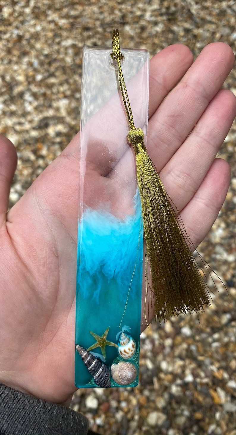 Resin Bookmark Ocean With Shells | Etsy