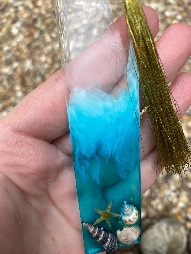 Resin Bookmark Ocean With Shells | Etsy