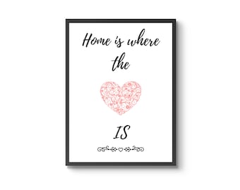 Home is Where the Heart Is, Home, Printable Quote, Printable Wall Art, Home Decor, Heart