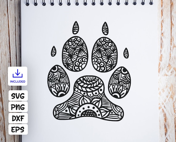 Download Dog Paw Print Mandala SVG Dog Paw Print Zentangle SVG | Etsy