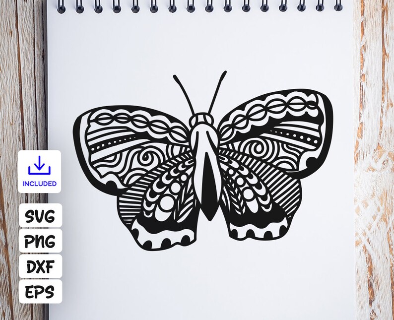 Download Butterfly Mandala SVG Butterfly Zentangle SVG mandala | Etsy