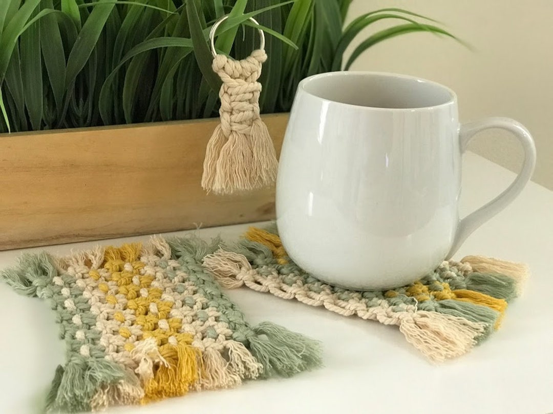 Frame Multiple Coasters 4-pack Macrame Multi Color Coasters - Etsy