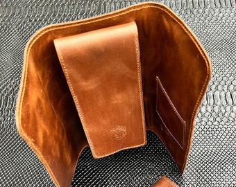 Crown & Tiger Slim Cigar Case - Zigarren-Etui aus feinstem Echt-Leder - handgefertigte Jacket-Tasche für Zigarren + Accessoires