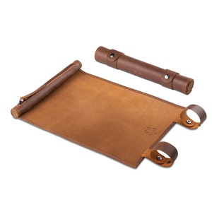Melia Games RPG Dice Mat for Rolling - Metal Dice Mat Made of Genuine Leather - Pen & Paper Mat for DND, DSA, Cthulhu, and Much More (Crazy Tobacco)