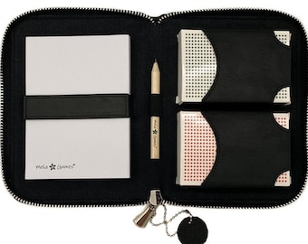 MELIA Outlet Spielkarten Set Deluxe – Handgefertigtes Leder-Kartenetui mit 2 Decks (B-Ware oder Restposten) | Luxuriöses Geschenk reduziert