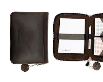 B PRODUCT - Leather playing card set - leather card case - including 2 decks of cards, notepad and pencil OPTICAL DEFECTS